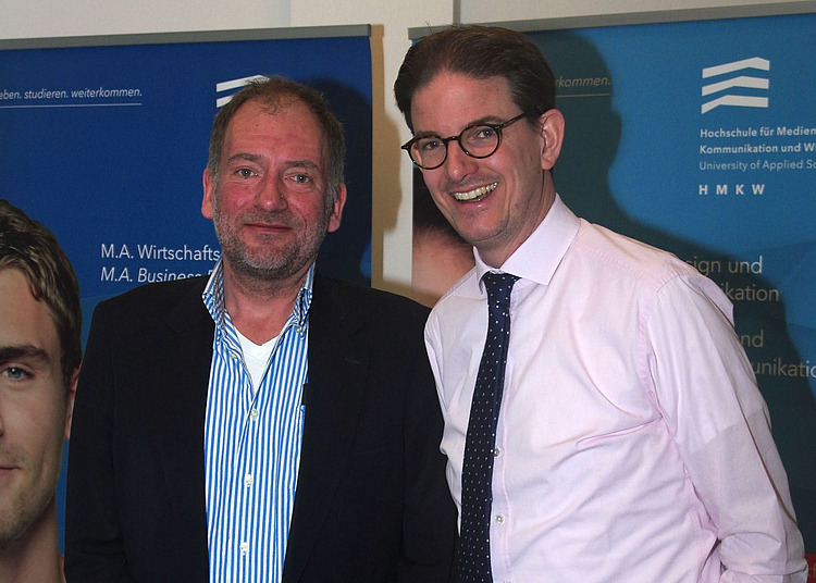 Dr. Sven Dierks (li.), Dozent an der HMKW Frankfurt, mit seinem Gast Dr. Michael Plasse, Verlagsleiter des SPIEGEL.