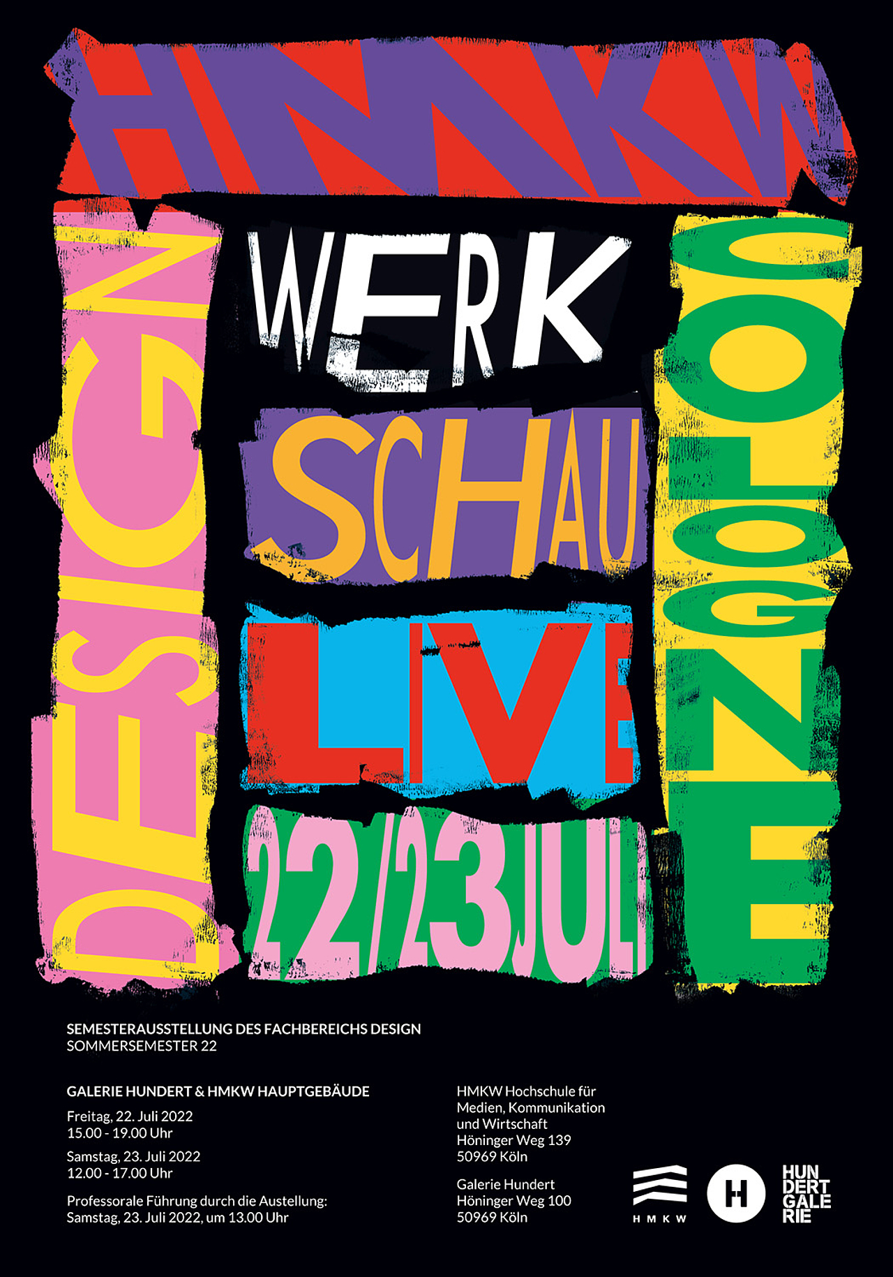 Plakat zur Werkschau im Sommersemester 2022 des Fachbereichs Design der HMKW Köln