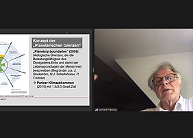 Prof. Dr. Gerhard Prätorius hielt seinen Vortrag online via Zoom.