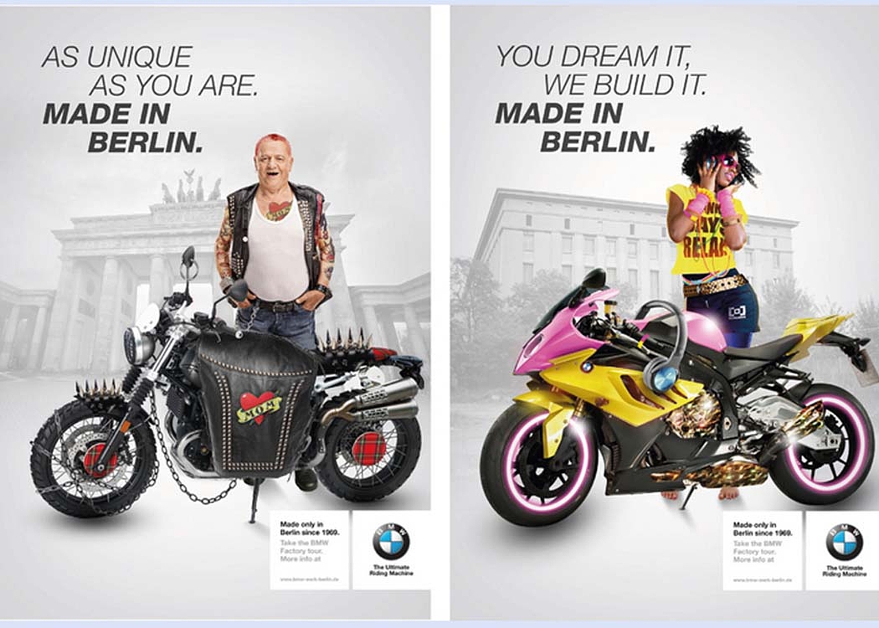 Together with her fellow students, Luisa Barbero developed and designed an advertising campaign for BMW Motorrad Berlin in 2017 as part of a practical project.