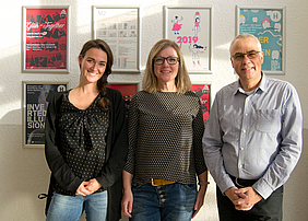 Gast Yvonne Rüegsegger (FHNW, Mitte) mit Katharina Günther und Stefan Ostler von der Studienberatung der HMKW Köln