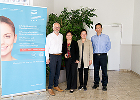 From left to right: Prof. Dr. Klaus-Dieter Schulz, HMKW lecturer Aimin Feng, Ling Jiang, Director of Abacus School DōngGăng, Prof. Ph. D. Jimin Ni, Professor at Tongji University. 